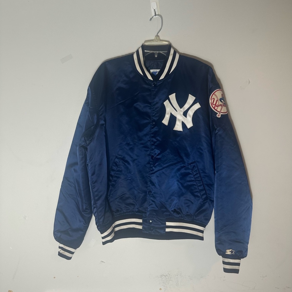 NY New York Yankees Vintage Starter Men's XL Navy Blue Jacket Satin MLB